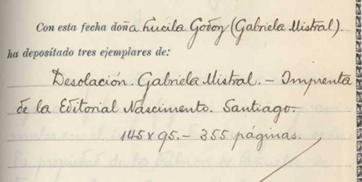 Firma de la Premio Nobel Gabriela Mistral Firma de la Premio Nobel Gabriela Mistral
