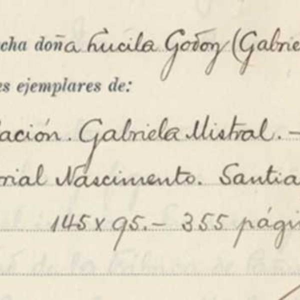 Firma de la Premio Nobel Gabriela Mistral