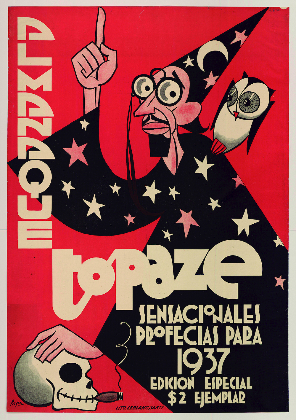 Afiche de revista Topaze de 1937 realizada por el dibujante Pepo.