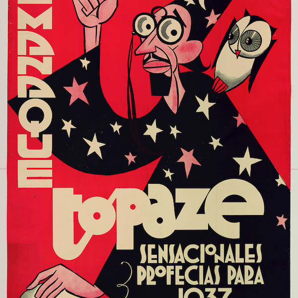 Afiche de revista Topaze de 1937 realizada por el dibujante Pepo.